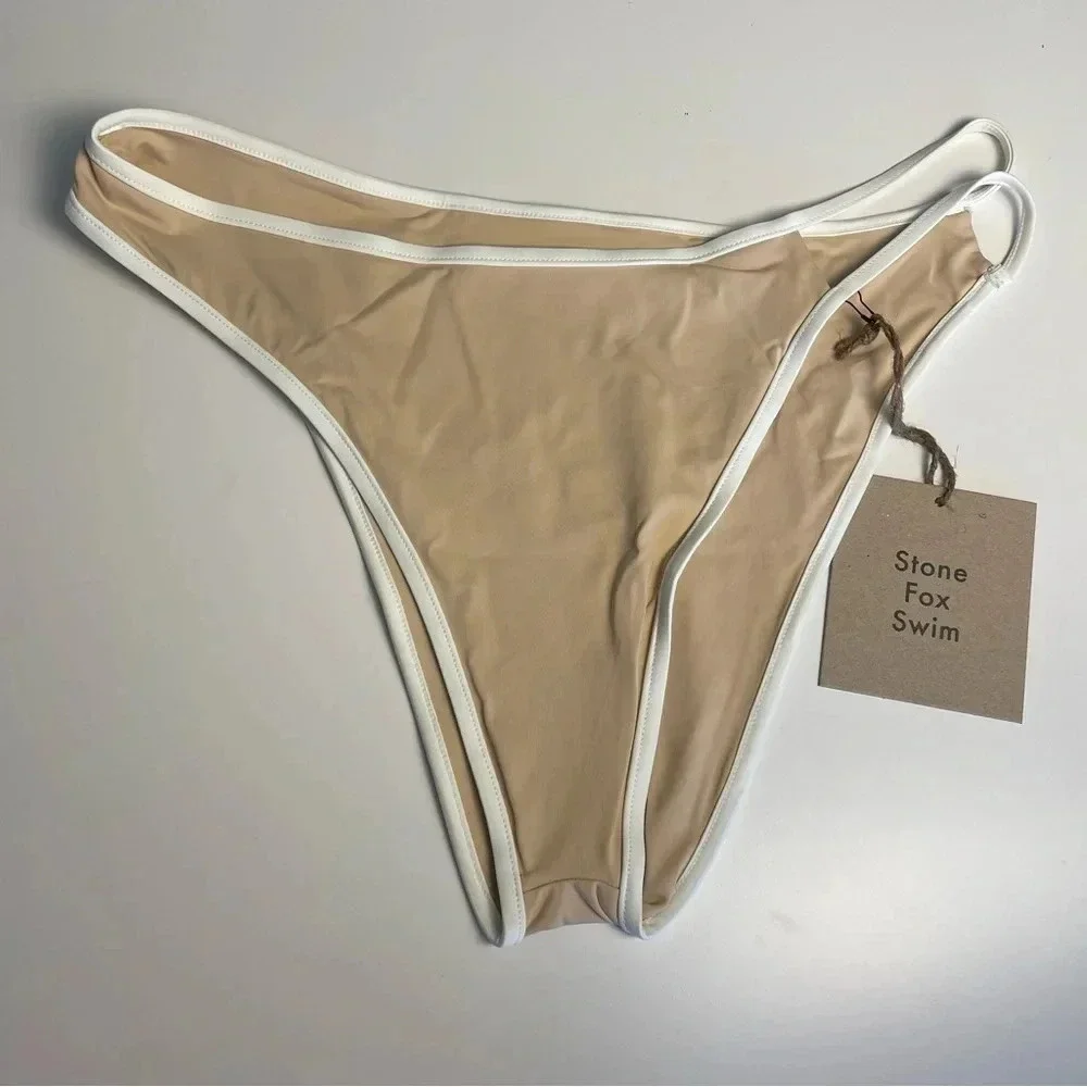 Stone Fox Swim Free People Bikini Bottom Echo Bottom in Frappe XL Beige Beach